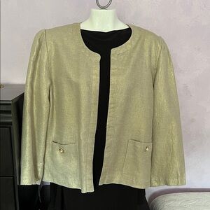 Chico's Elegant Gold Cropped Jacket Blazer